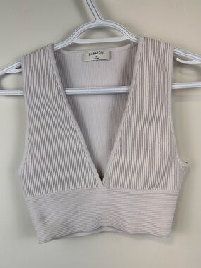 Babaton Sculpt Knit Cropped Tank Top Size S Purple V-Neck